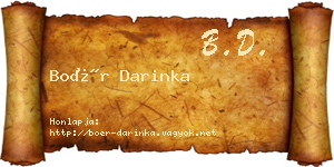 Boér Darinka névjegykártya